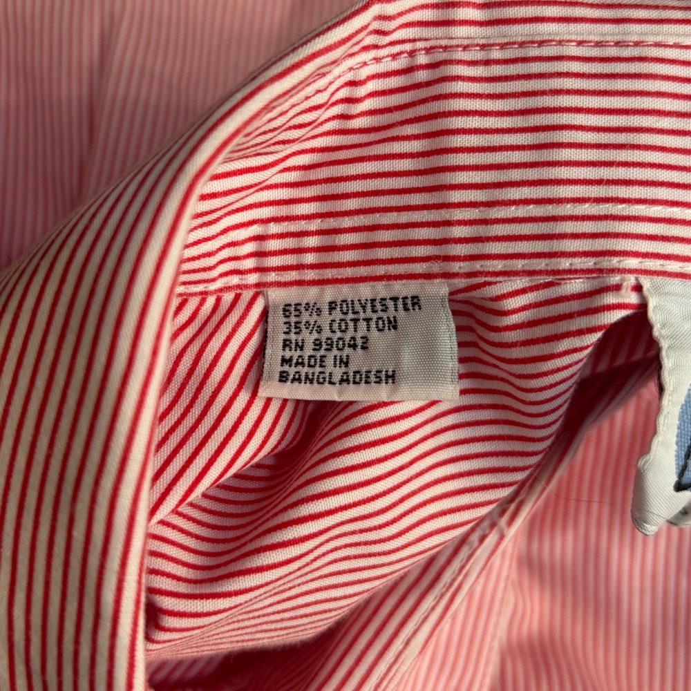 Las Olas Ladybug Embroidered Shirt Womens Small Red Pinstripe Rhinestone Vintage - Picture 6 of 15